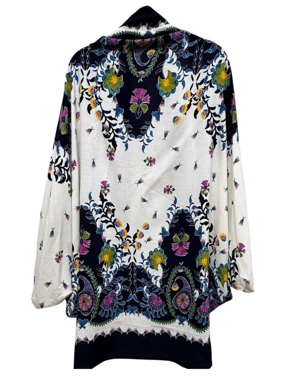 Anthropologie Wrap Boho Blue Floral Womens Kimono Jacket One Size